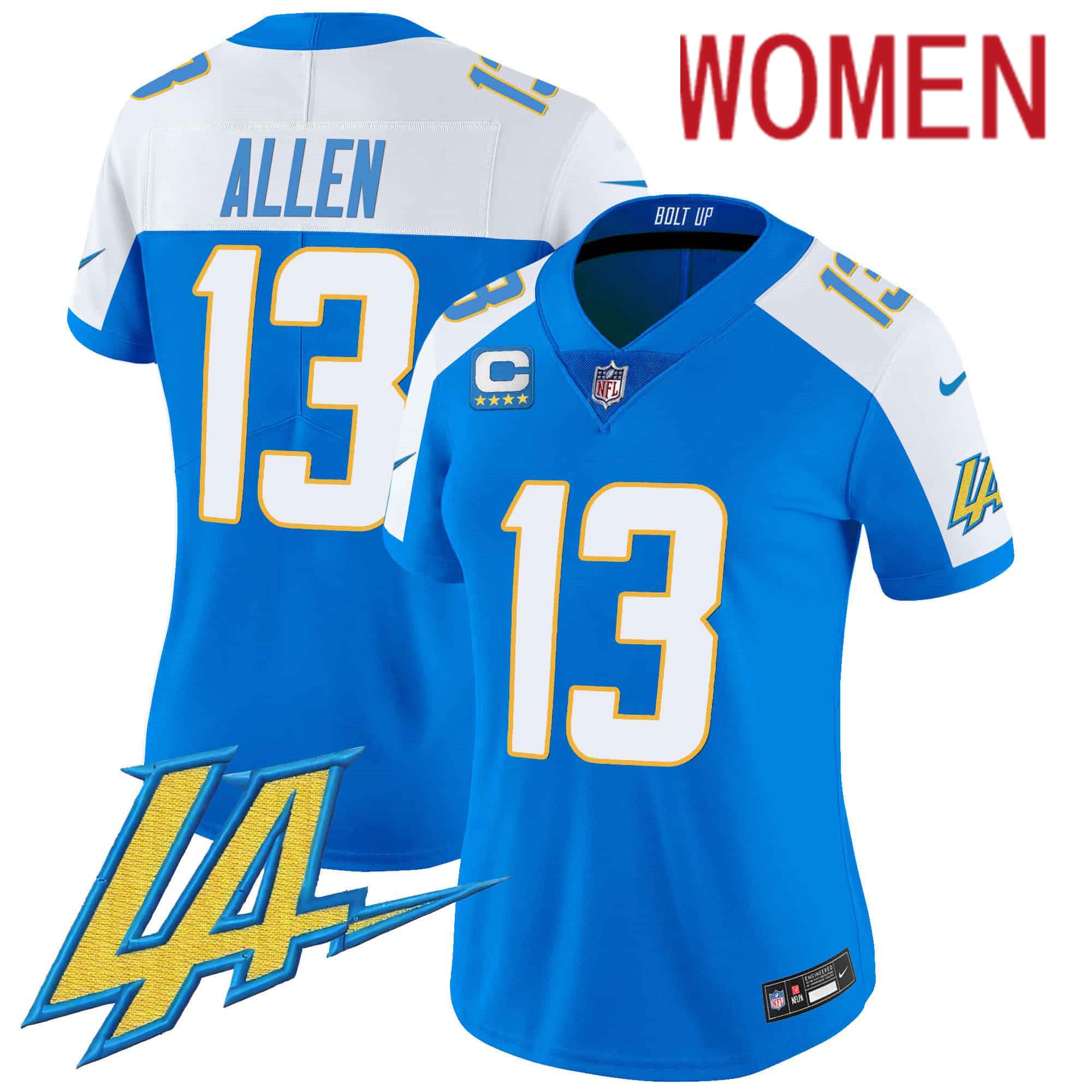 Women Los Angeles Chargers #13 Allen Light Blue 2024 Nike Vapor Limited NFL Jersey->women nfl jersey->Women Jersey
